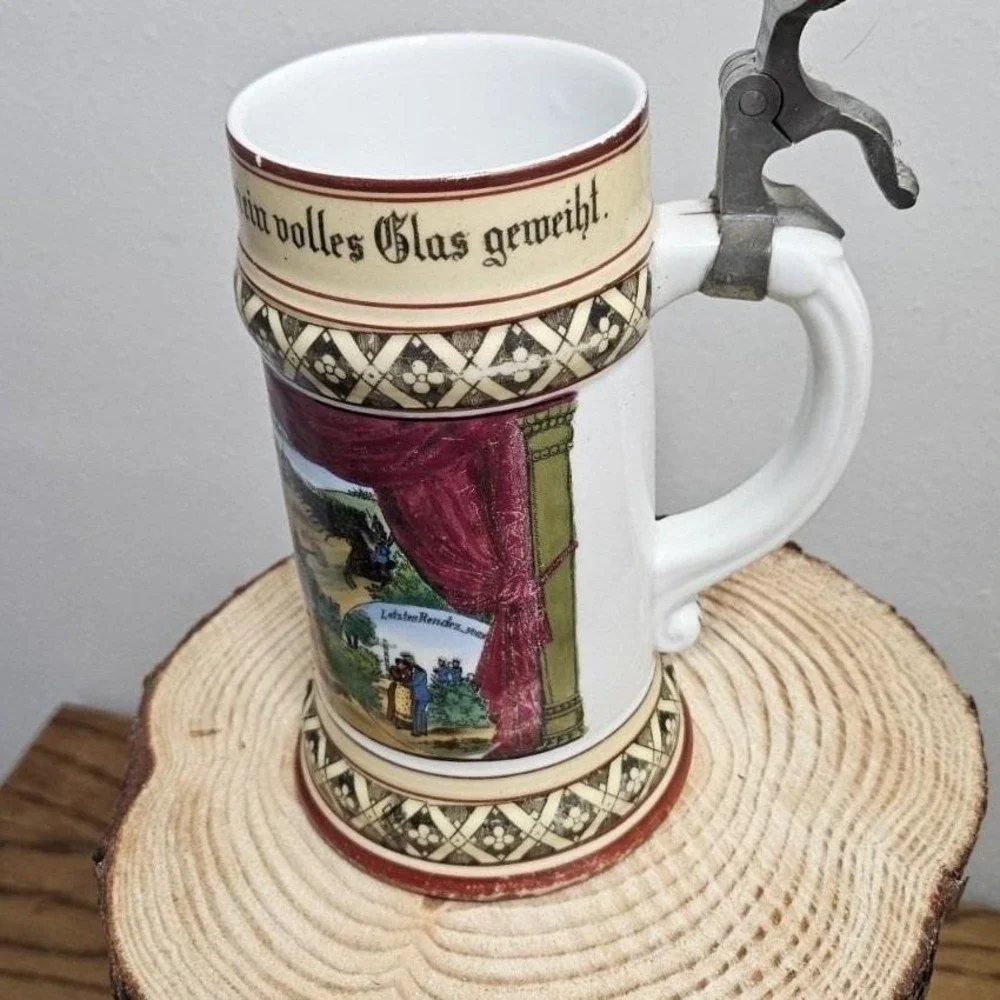Imperial German Regimental‎ Beer Stein Monogram Lid Produced 1905-1907. Rare